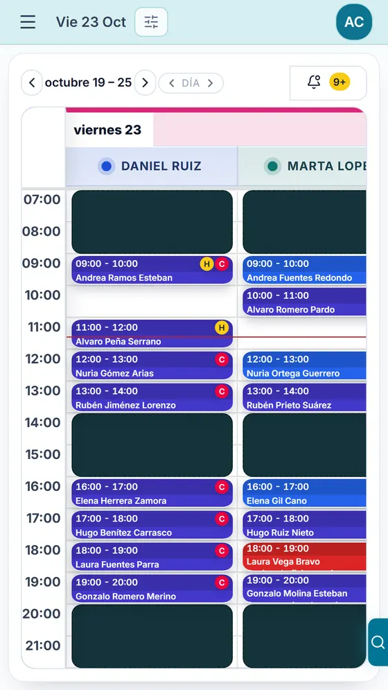 El gestor de citas en el móvil: agenda del día, conversación con el asistente e historia clínica